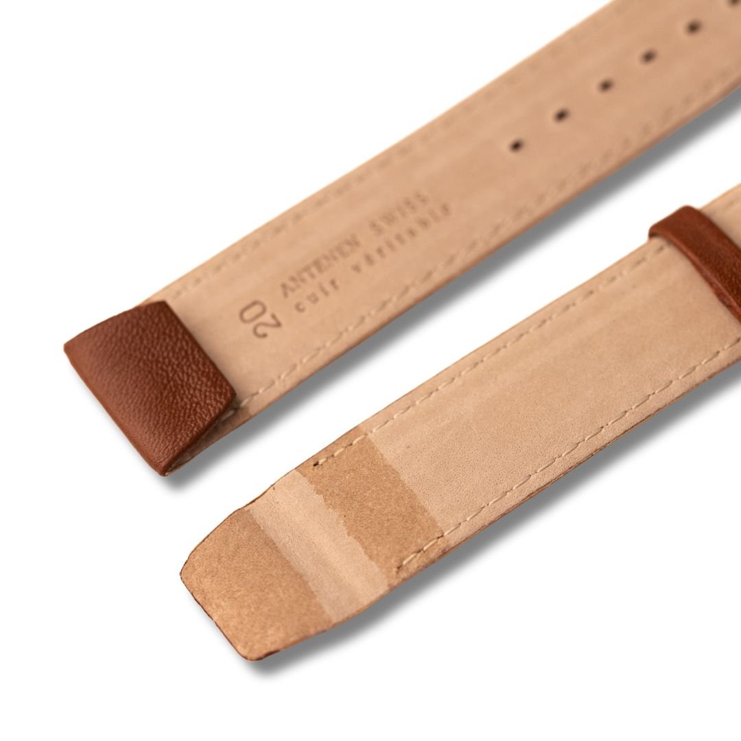 Bracelet montre en cuir pas cher veau pour montre à anses soudées brun