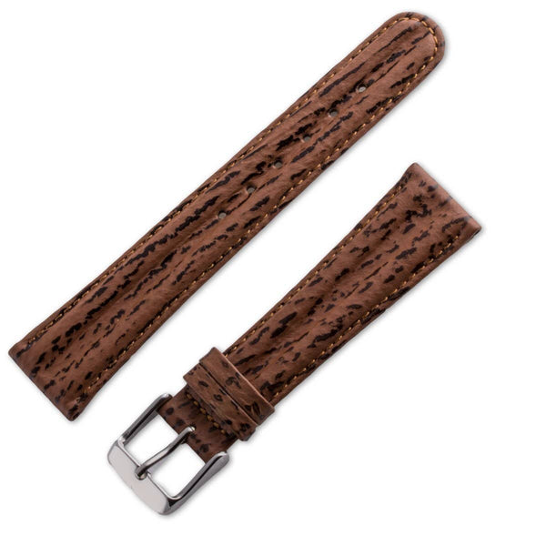 BRACELET de MONTRE en CUIR VERITABLE NOIR GRAIN REQUIN 14mm BRACELET de MONTRE en CUIR VERITABLE NOIR GRAIN REQUIN 14mm