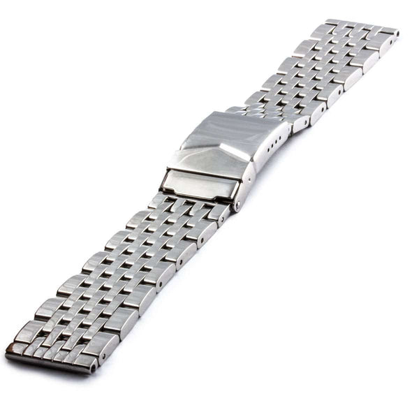 Edelstahl-Uhrarmband mit feinem & flach geklebtem Gewebe und polierter Oberfläche - ANTENEN