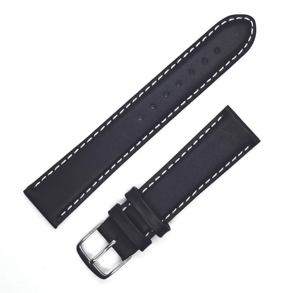 Bracelet montre cuir noir coutures blanches - ANTENEN