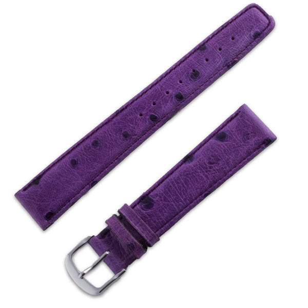 Ostrich leather watchband matte purple - ANTENEN