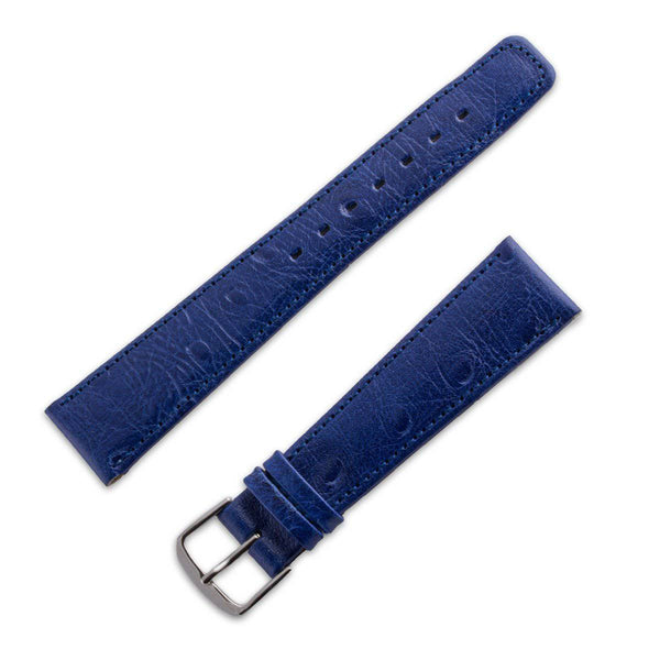 Matte ostrich blue ostrich leather watchband - ANTENEN