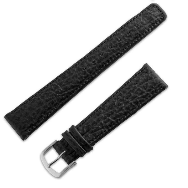Black matte shark style leather watchband - ANTENEN