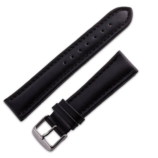Black smooth buffalo leather watchband - ANTENEN
