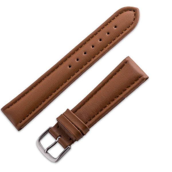 Smooth light brown buffalo leather watchband - ANTENEN