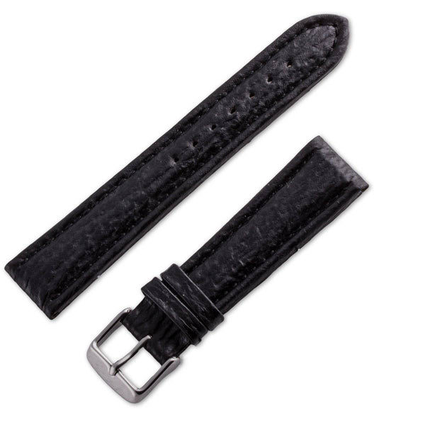 Genuine leather watchband black matt shark - ANTENEN