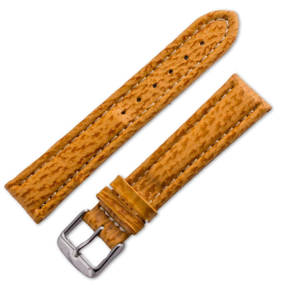 Genuine leather watchband matt gold shark - ANTENEN