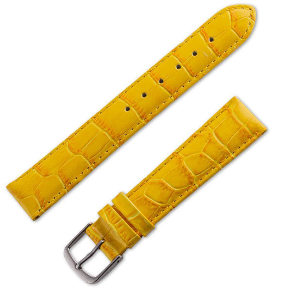 Yellow matt crocodile style leather watchband - ANTENEN