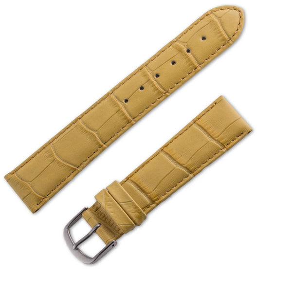 Matte brown beige crocodile style leather watchband - ANTENEN