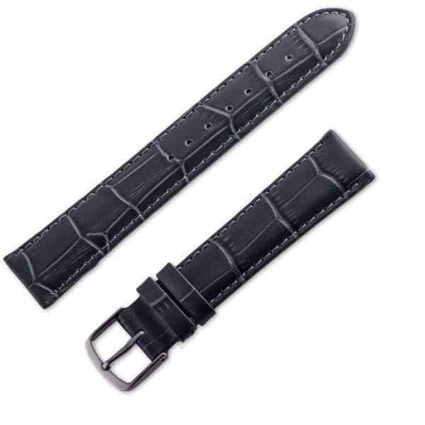 Grey matt crocodile style leather watchband - ANTENEN