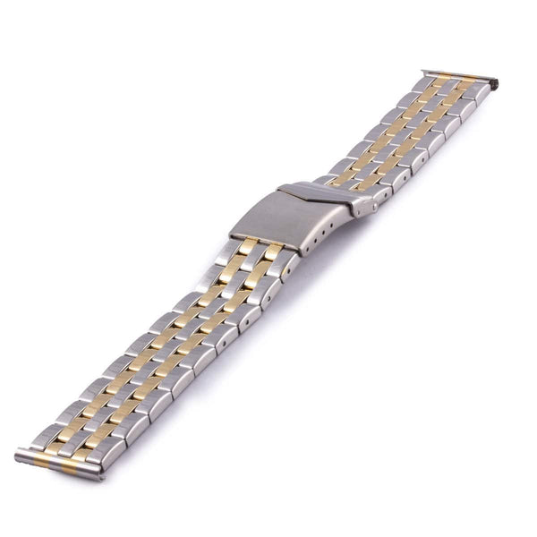Watchband metal bicolor watchband with fine & flat bonded mesh and shiny polished finish - ANTENEN