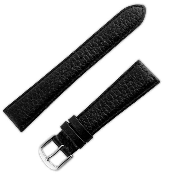 Watchband grained black matt calf leather - ANTENEN