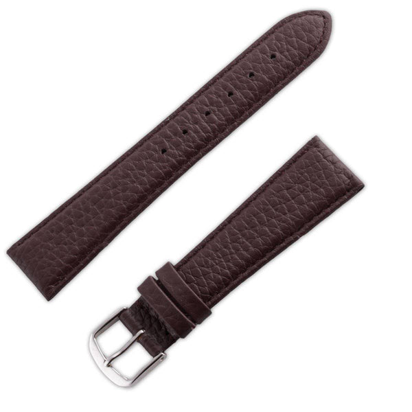 Watchband grained calf leather matte chocolate brown - ANTENEN