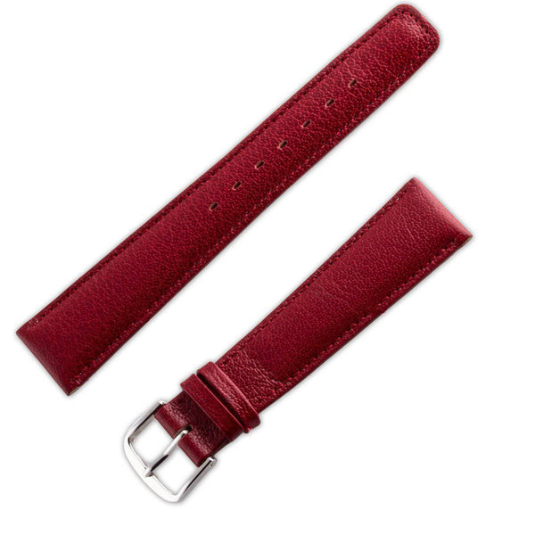Watchband grained calf leather matt red purple - ANTENEN