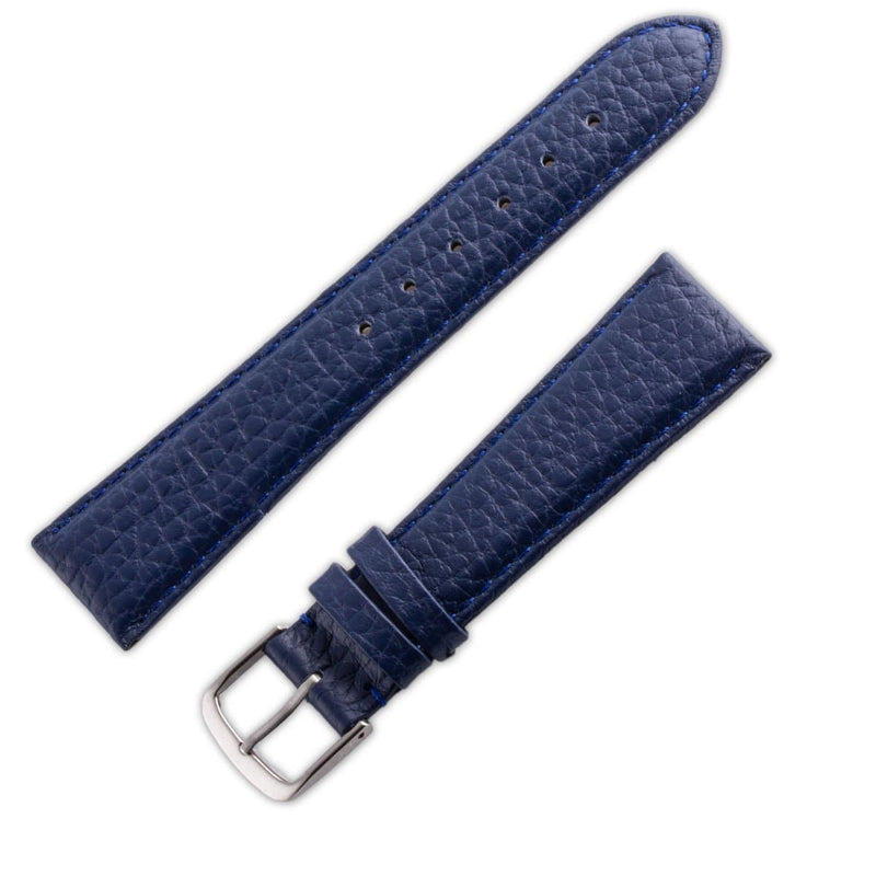 Watchband grained calf leather matt navy blue - ANTENEN