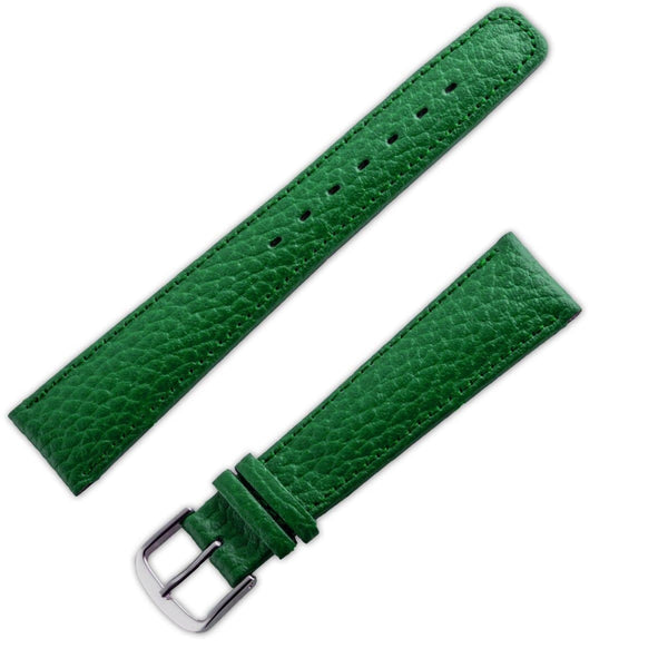 Watchband grained matt calf leather bottle green - ANTENEN