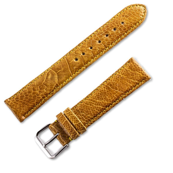 Mustard yellow shiny ostrich leg leather watchband - ANTENEN