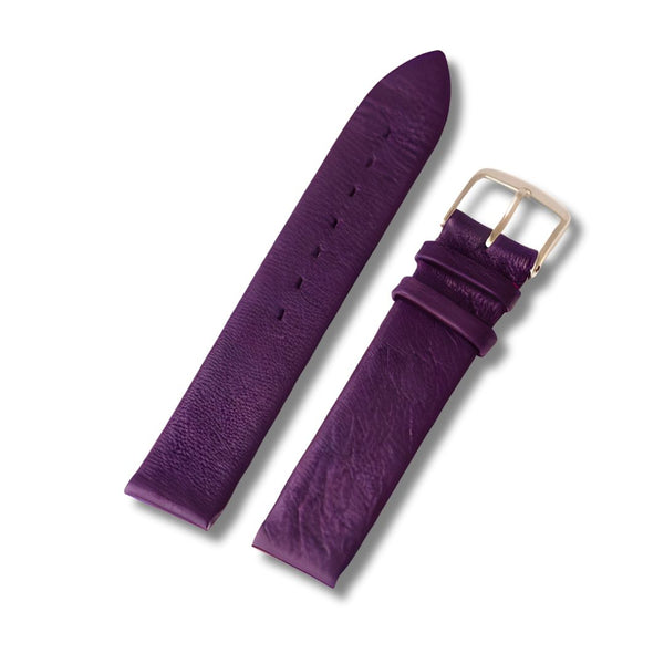 Bracelet-montre-en cuir-veau-boccia-droit-remborde-fin-violet