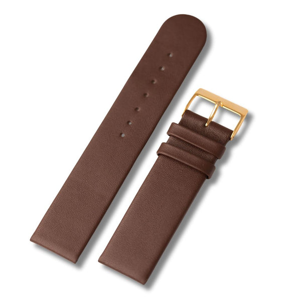 Bracelet-montre-en cuir-veau-boccia-droit-remborde-fin-brun-fonce