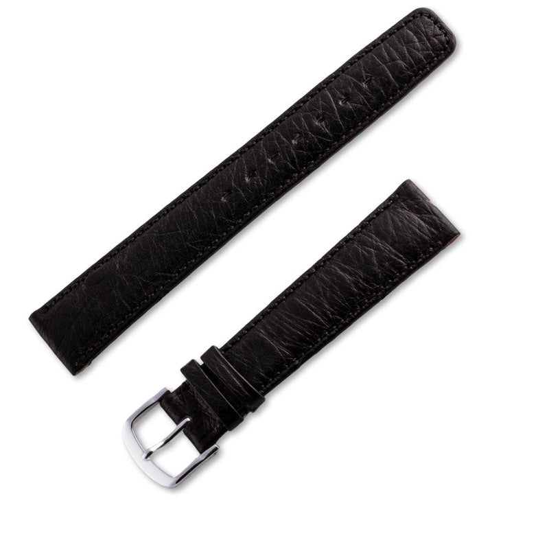 Genuine leather ostrich watchband matt black - ANTENEN