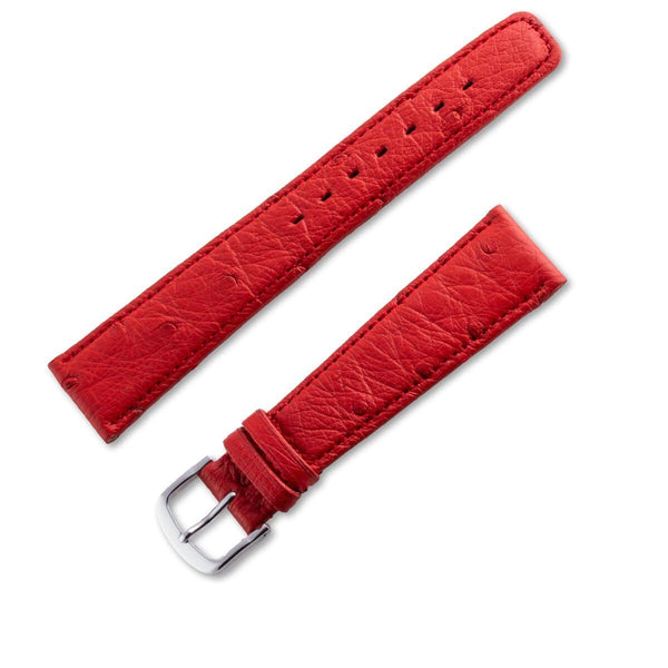 Genuine leather ostrich watchband matt red - ANTENEN