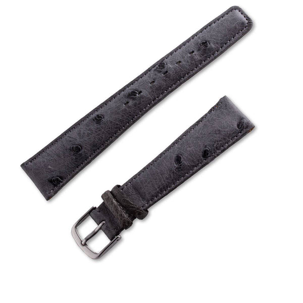 Genuine leather ostrich watchband matt grey - ANTENEN