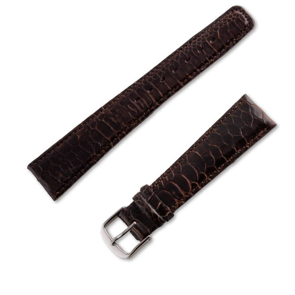 Chocolate brown shiny cockerel foot leather watchband - ANTENEN