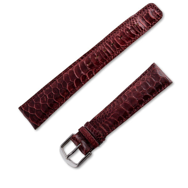 Leather watchband in shiny burgundy cockerel's foot - ANTENEN