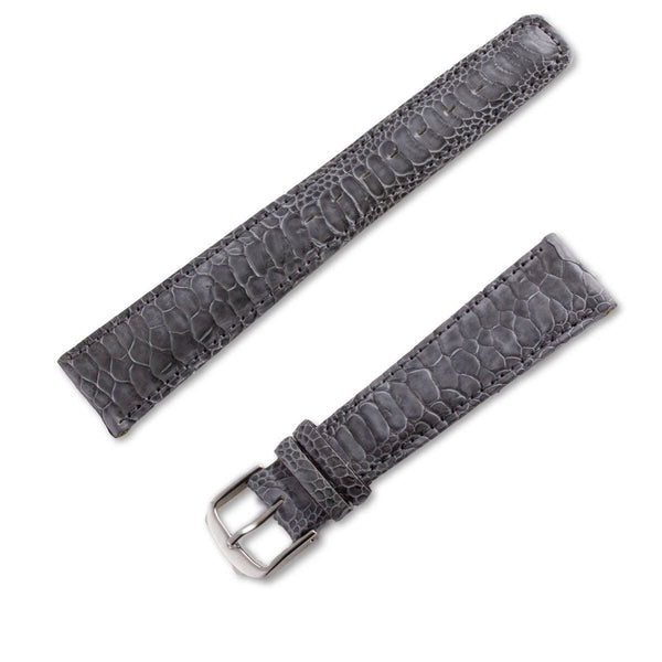 Leather watchband in grey shiny cockerel foot - ANTENEN