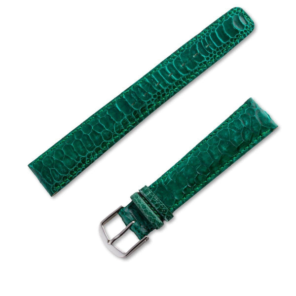 Leather watchband in shiny green cockerel foot - ANTENEN