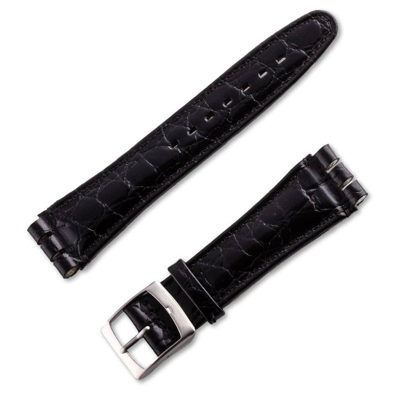 Cheap crocodile style leather watchband for Swatch