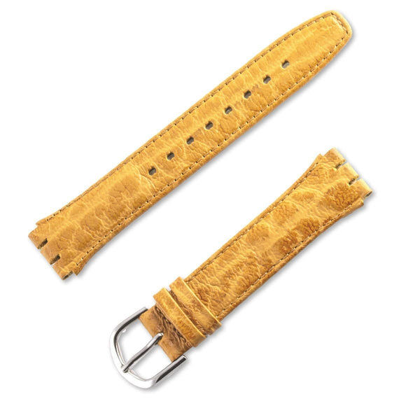 Special grained calf leather watch strap for Swatch watch in yellow - ANTENEN