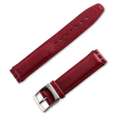 Smooth calf leather watchband for Swatch watch in red-bordeaux color - ANTENEN