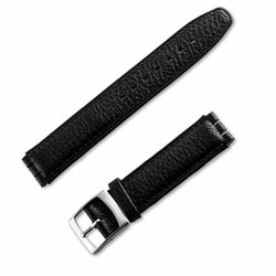 Brown Calf Leather Watch Band for Swatch Watch in Black - ANTENEN