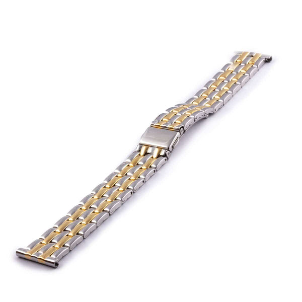 Watchband metal bicolor mesh in the shape of coarse grain of rice and shiny polished finish - ANTENEN