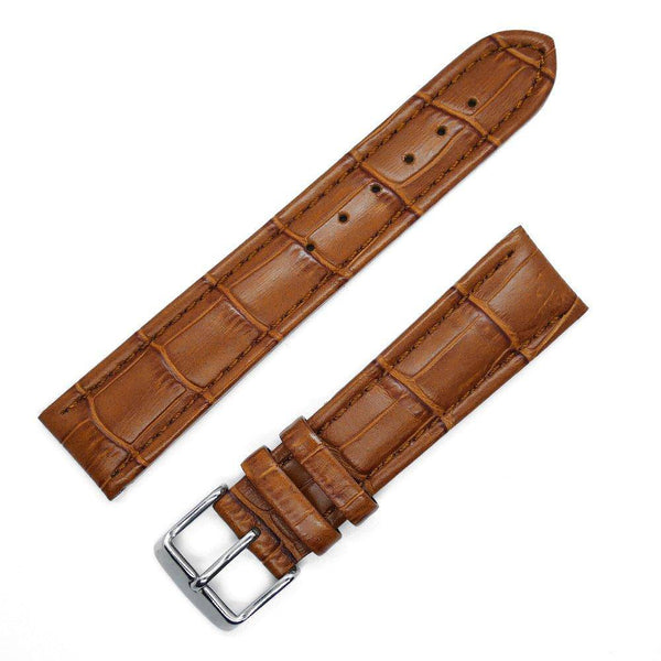 Sport strap (curved) in light brown crocodile style calfskin - ANTENEN
