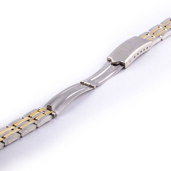 Two-tone metal watchband in the shape of a grain of rice with a glossy polished finish - ANTENEN