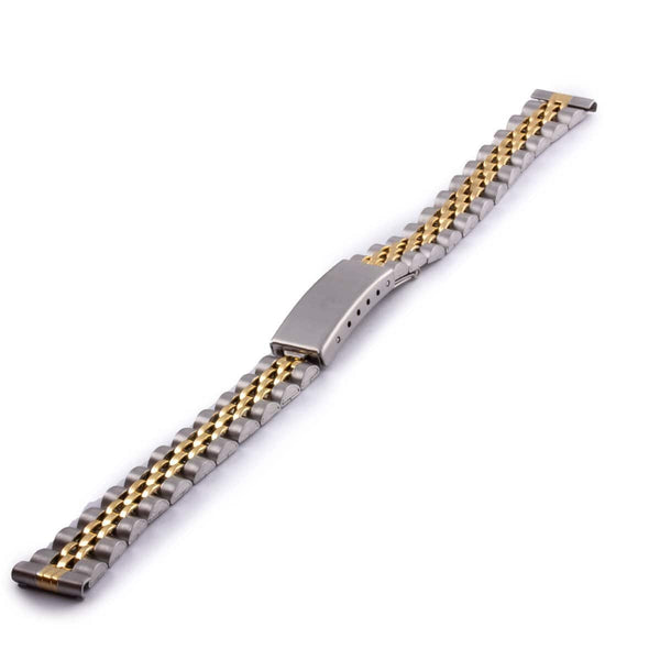 Watchband metal bicolor jubilee type mesh gold-plated in the center and with a shiny polished finish - ANTENEN