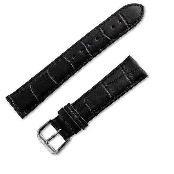 Black crocodile style leather watchband special edition louboutin style black with red lining - ANTENEN