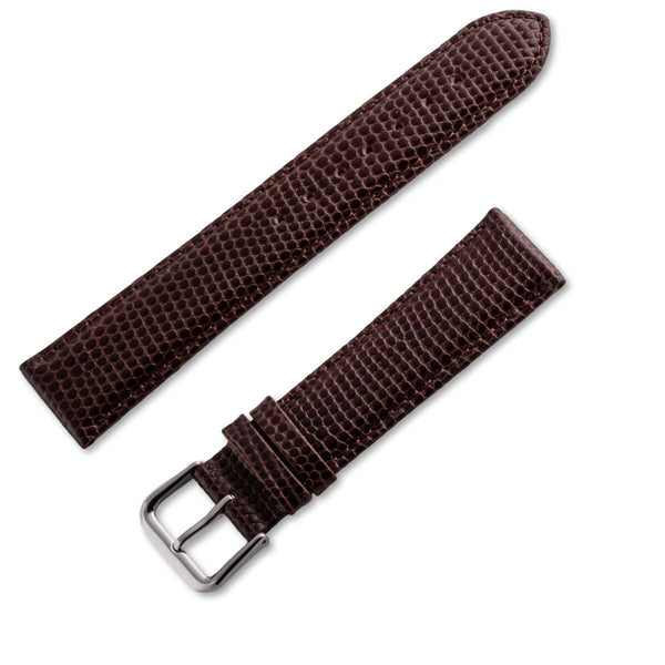 Lizard leather watchband special edition louboutin style brown-chocolate brown with red lining - ANTENEN