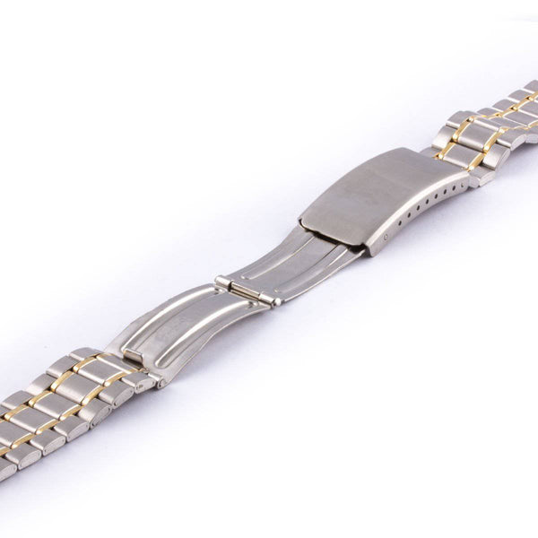 Metal bicolor mesh watchband with medium sized rivets and polished shiny finish - ANTENEN