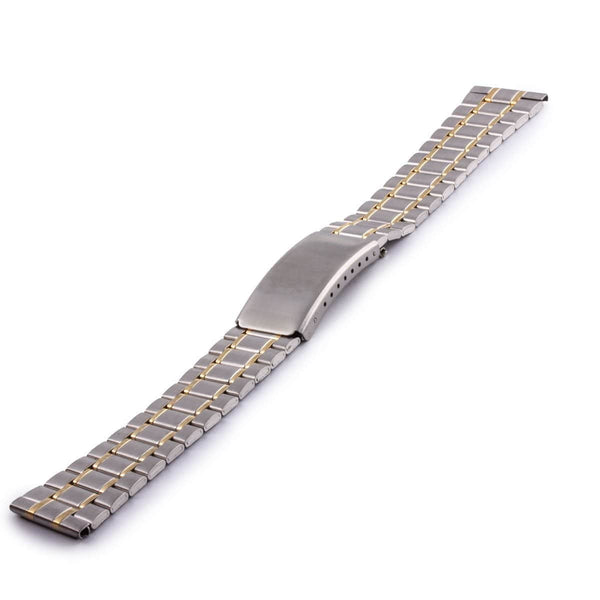 Metal bicolor mesh watchband with medium sized rivets and polished shiny finish - ANTENEN