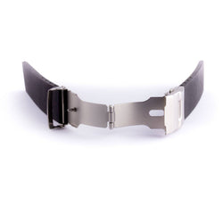 Smooth rubber watchband with steel folding clasp and black colour - ANTENEN
