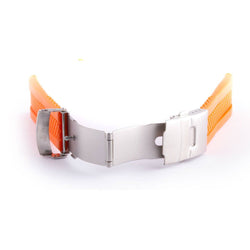 Rubber racing style tyre watchband with steel folding clasp and orange colour - ANTENEN