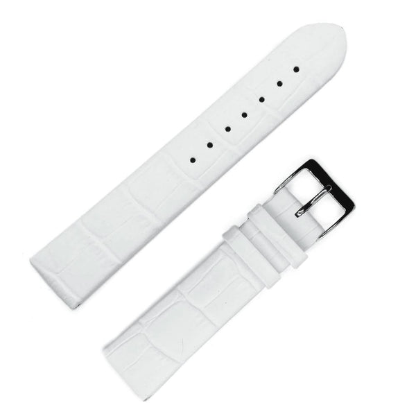 White matt crocodile style leather watchband without seams - ANTENEN