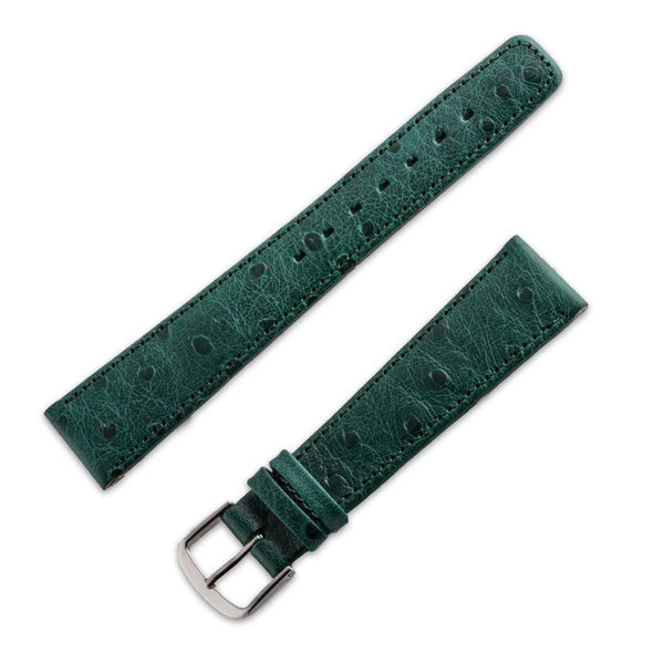 Bracelet montre cuir façon autruche mat vert-bouteille - ANTENEN