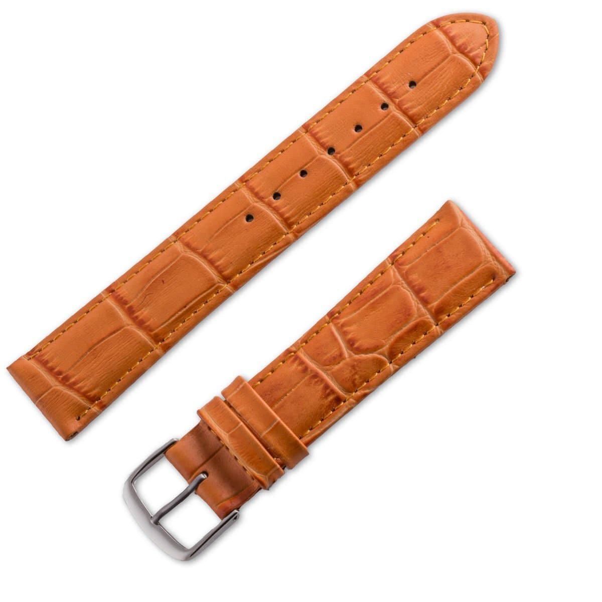 Bracelet De Montre En Cuir Carbone – Noir Avec Couture Orange – Largeurs 18,20,22,24 Mm – Neuf Avec étiquettes