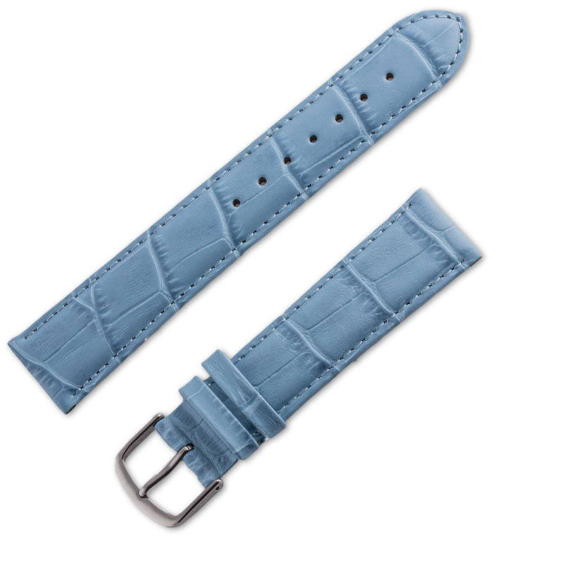 Bracelet montre cuir façon crocodile mat bleu bleuet - ANTENEN