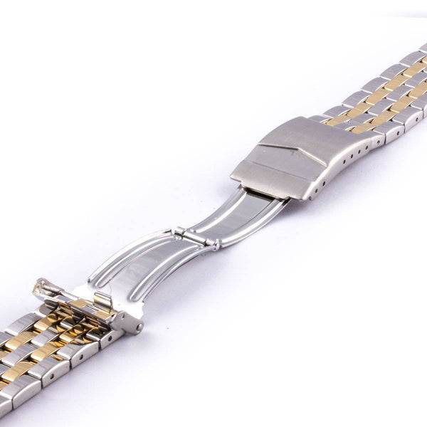 Bracelet montre metal bicolor mailles liées fines & plates et de finition poli brillant - ANTENEN