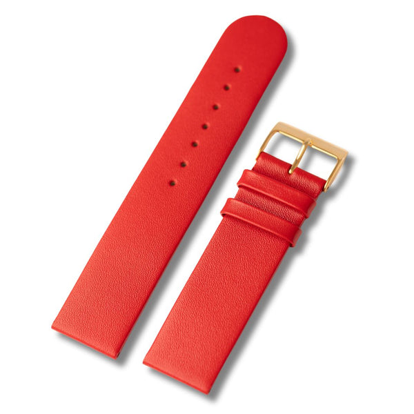 Bracelet-montre-en cuir-veau-boccia-droit-remborde-fin-rouge